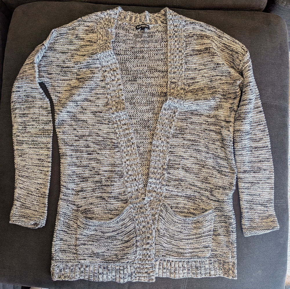 Express Black and White Knit Sweater Cardigan